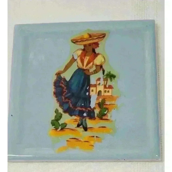 Set of 5-Vintage Mexican Picture Tiles - Picture 3 of 6